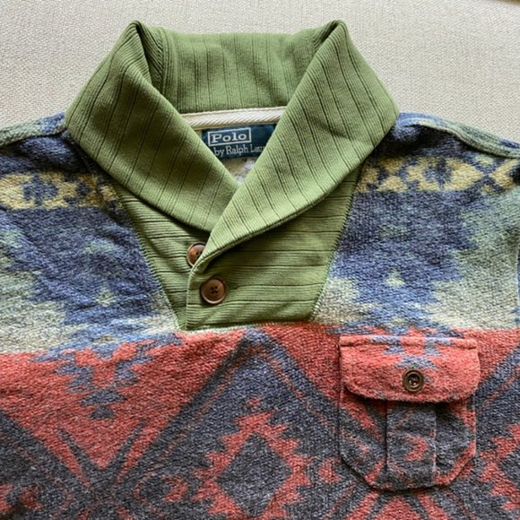 Polo Ralph Lauren Men's Vintage Diamond Beacon Shawl Sweater Size Medium - Picture 2 of 11